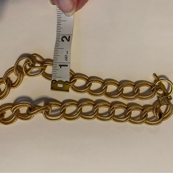 Vintage 80s Anne Klein double chain rope Chunky Gold-tone necklace choker 16” - Picture 7 of 8